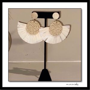 Rattan (or Raffia?) & Straw Round Summer Earrings